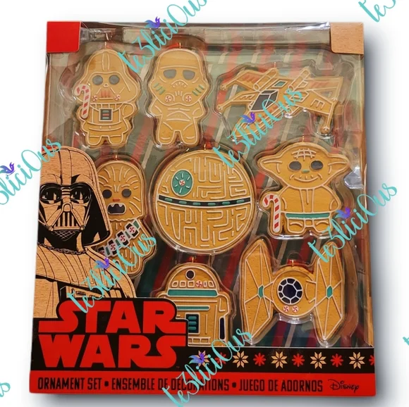 DISNEY PARKS STAR WARS GINGERBREAD COOKIE ORNAMENT SET - Picture 1 of 3